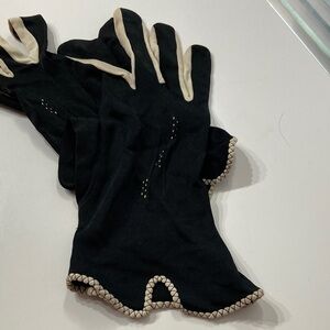 vintage 20’s Elegant silky Black and Cream Women's Gloves